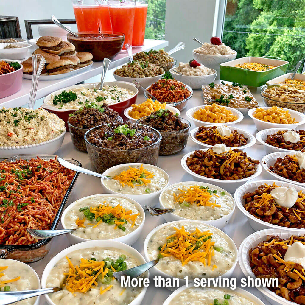 A wide variety of prepared food from a survival food kit by 4Patriots.